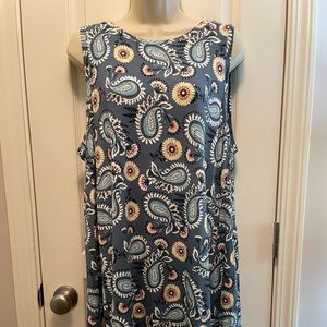 NEW LOFT sleeveless blue paisley dress.